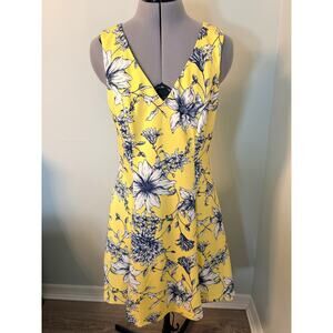 Vince Camuto Floral Yellow/ Navy Dress size 10